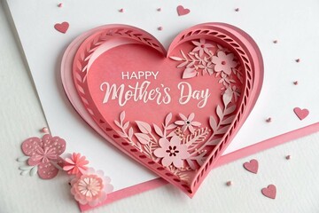 Happy Mother's Day lettering Pink Craft Paper with Heart Design