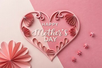 Happy Mother's Day lettering Pink Craft Paper with Heart Design