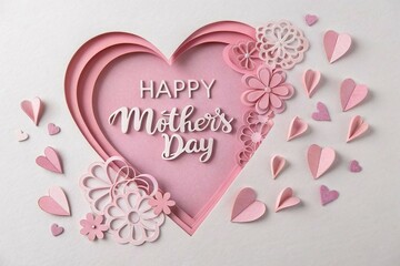 Happy Mother's Day lettering Pink Craft Paper with Heart Design