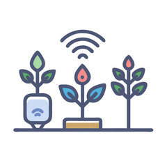 Smart agriculture: Plants with wireless technology on black backdrop