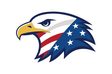 Eagle Head in USA Flag Colors 