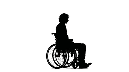 Obraz premium Person in wheelchair silhouette vector isolated on white background - 