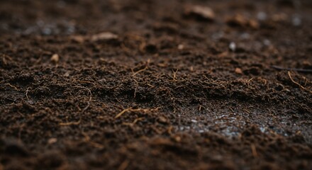 Close-up of soil texture with roots in earthy tones  