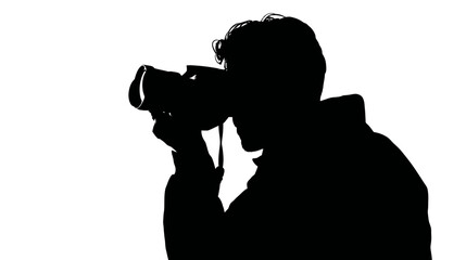 Photographer taking picture silhouette vector isolated on white background  -  