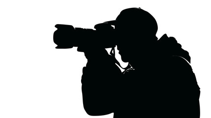 Photographer taking picture silhouette vector isolated on white background  -  