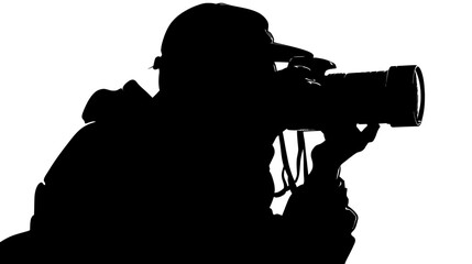 Photographer taking picture silhouette vector isolated on white background  -  