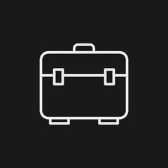 White Outline Icon of a Briefcase on Black Background Business, Work, and Document Symbol