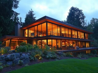 Fototapeta premium modern house with awesome lighting 