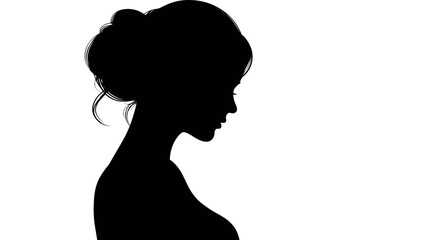 Pregnant woman side profile silhouette vector isolated on white background  -  