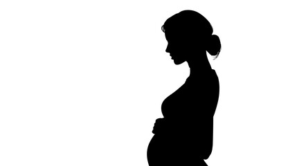 Pregnant woman side profile silhouette vector isolated on white background  -  