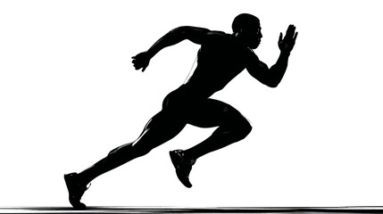 Runner at full speed silhouette vector isolated on white background  -  