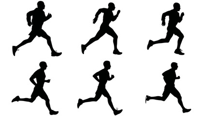 Running silhouette set simple silhouette vector isolated on white background  -  