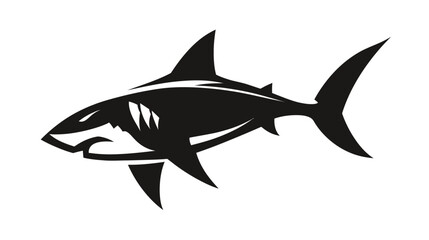 Obraz premium Shark esport logo simple black silhouette vector isolated on white background - 