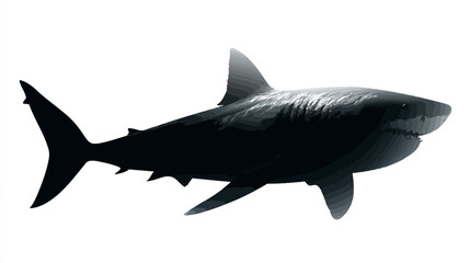 Fototapeta premium Shark underwater silhouette vector isolated on white background - 