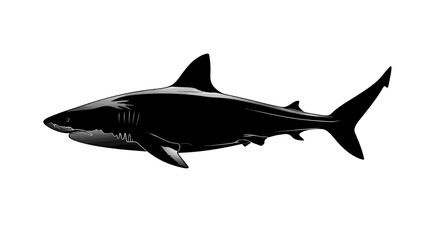 Fototapeta premium Shark underwater silhouette vector isolated on white background - 