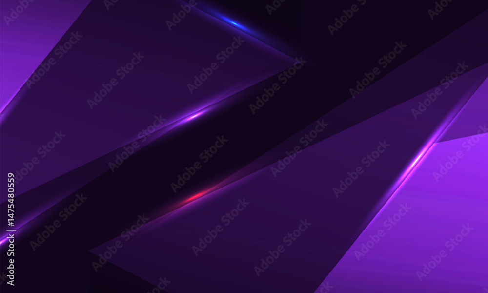 Poster abstract purple background with geometric dynamic colored glowing lines. modern trendy dark violetea