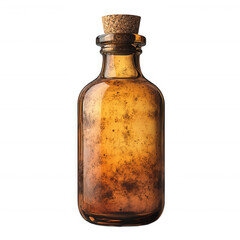 Vintage apothecary bottle with cork stopper antique potion bottle isolated on transparent background