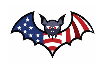Patriotic Halloween Bat with USA Flag Colors