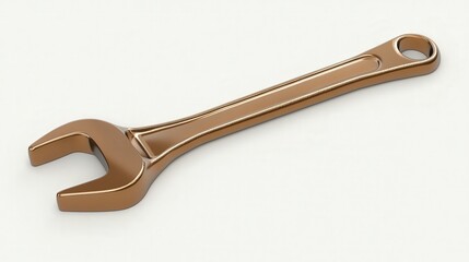Obraz premium Detailed and Polished Image of a Single Bronze Adjustable Wrench on a Light Background for Tools and DIY Projects