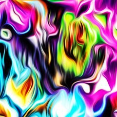 Abstract fluid art digital painting and dynamic swirling patterns with vibrant color transitions.