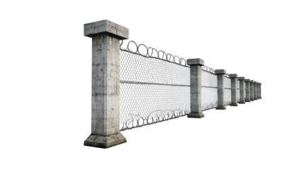 Concrete Barrier Fence Security Perimeter with Wire Mesh