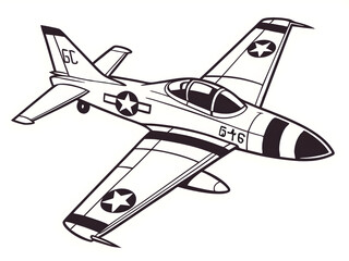 Fighter jet black and white vector illustration background isolated white 