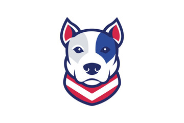 Pit Bull Dog Head in USA Flag Colors