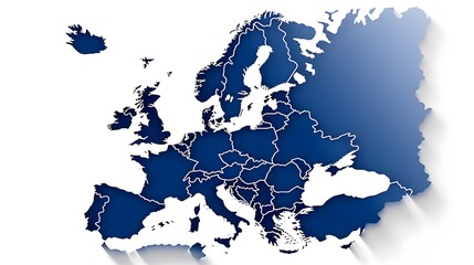 Obraz premium Detailed Map of Europe Silhouette with Country Borders for Cartographic and Educational Purposes