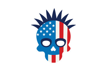 SA Flag Skull Punk Drawing