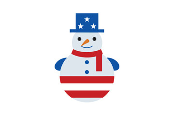 USA Flag Snowman Vector Design