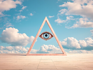 Eye Pyramid with Sky, and Surreal Art.