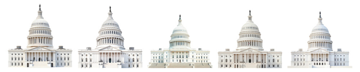 Obraz premium Various Views of Government Building in United States Capital Setting Isolated Transparent Background