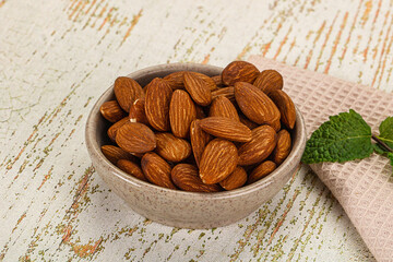 Tasty ripe almond nuts heap