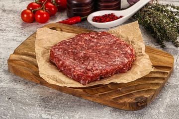 Raw beef burger cutlet for grill