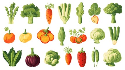 Fototapeta premium Vibrant Organic Food Cartoon Vector Illustration for Healthy Eating Concepts