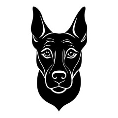 A clean vector dog face silhouettes on a white background, in black with simple vector style