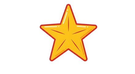 Obraz premium Simple Yellow Star with Red Outline