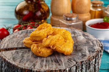 Golden crispy fried chicken nuggets