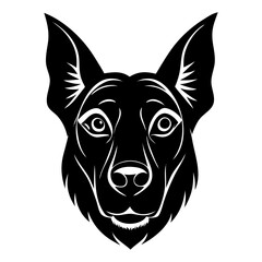 A clean vector dog face silhouettes on a white background, in black with simple vector style
