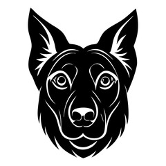 A clean vector dog face silhouettes on a white background, in black with simple vector style