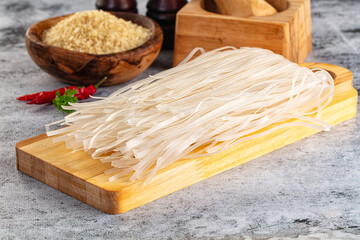 Raw dry pho noodles for cooking