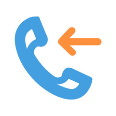 Incoming Call Icon with Arrow on Black Background