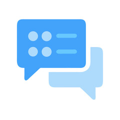 Blue speech bubble icon on black background illustration