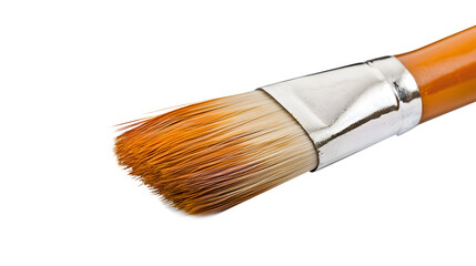 Close-up of a Paintbrush with Orange Bristles 