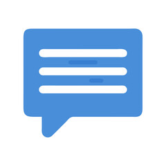 Blue message bubble icon with horizontal lines illustration