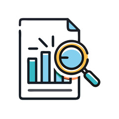 Data analysis with magnifying glass on financial report