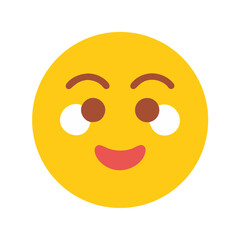 Thinking emoji on black background, looking up and happy