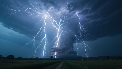 lightning over the city
