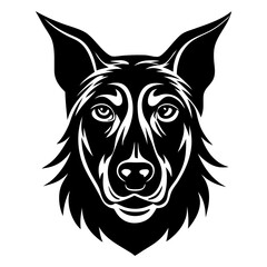 A clean vector dog face silhouettes on a white background, in black with simple vector style