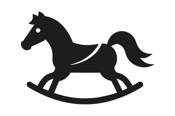 Black rocking horse figure embodies a nostalgic toy for children and nurseries